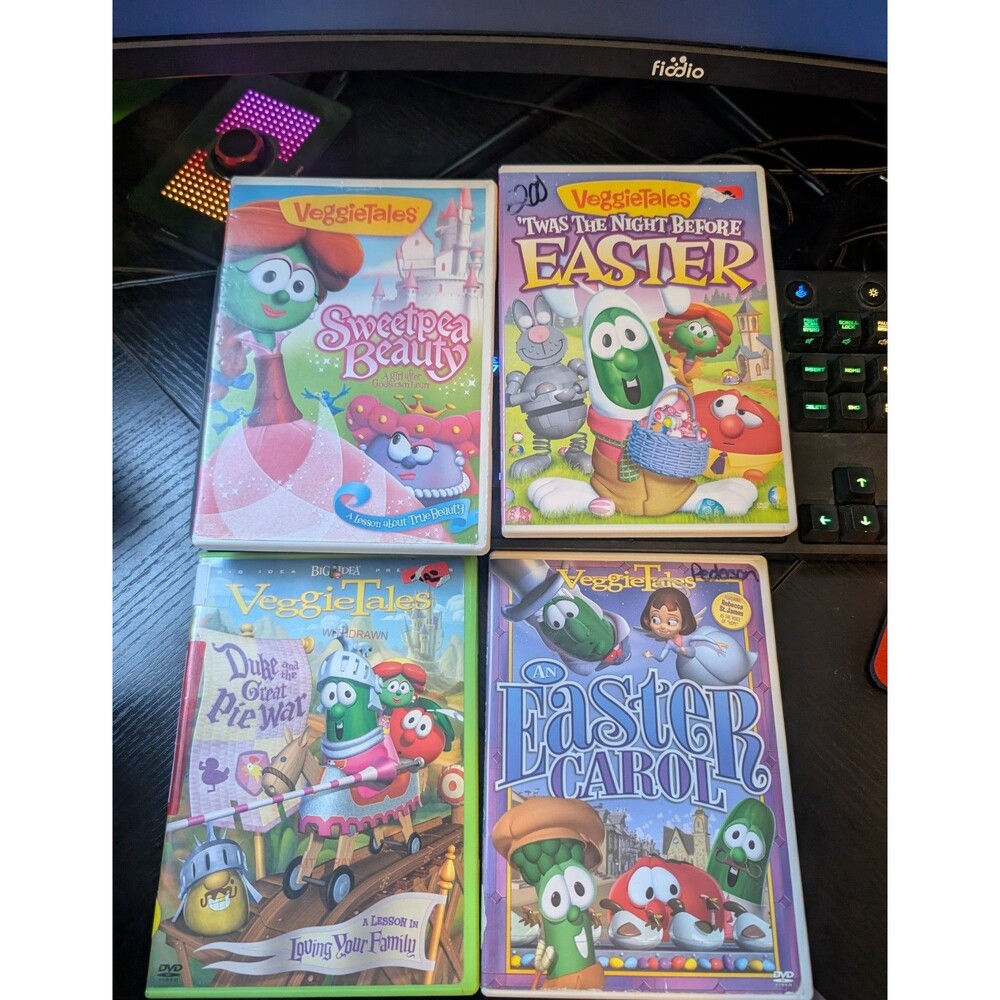 Veggie Tales DVD Stories Lot of 4 Easter Religious Sweetpea Beauty Duke Pie War
